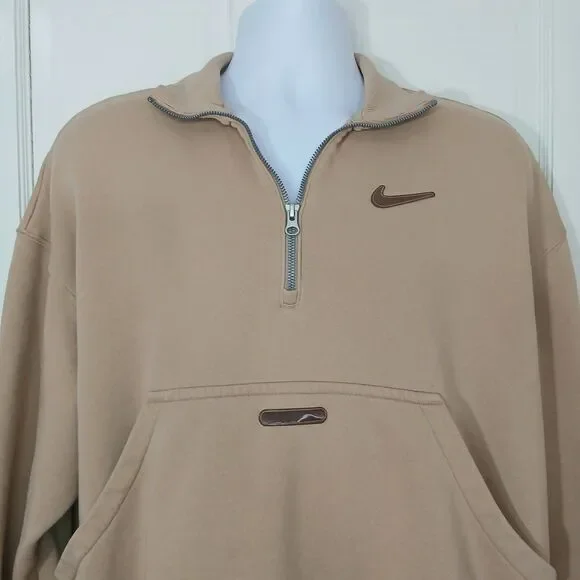 Nike Sportswear Trend Fleece 1/4 Zip Pullover Tan Women's Large Style DV4427-200 - Picture 6 of 16